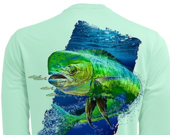Long Sleeve Microfiber Mahi Dolphin Yellowfin Fishing Shirt Mahi Sleeve Long Sleeve Microfiber Mahi Dolphin Yellowfin Fishing Shirt Mahi Sleeve