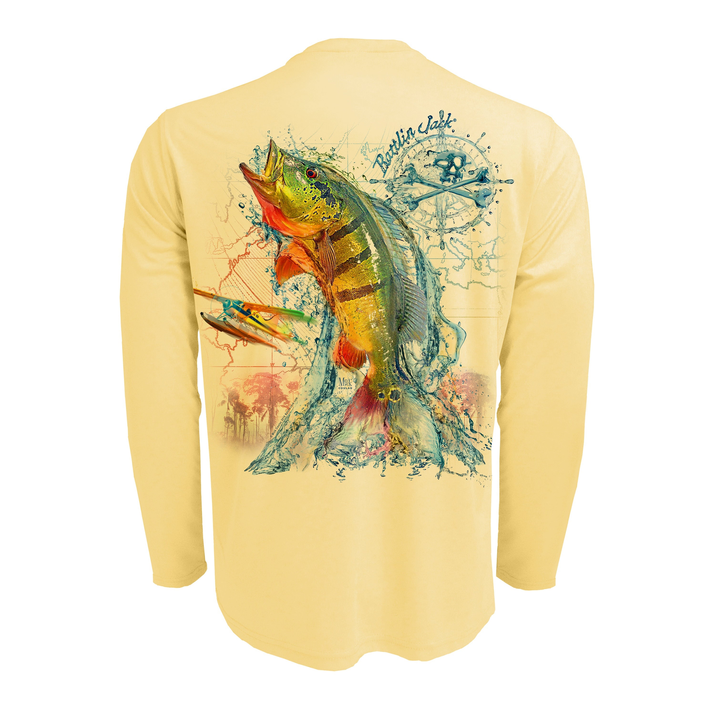 Rattlin Jack Peacock Bass Fishing Shirt UPF 50 Mens UV Sun