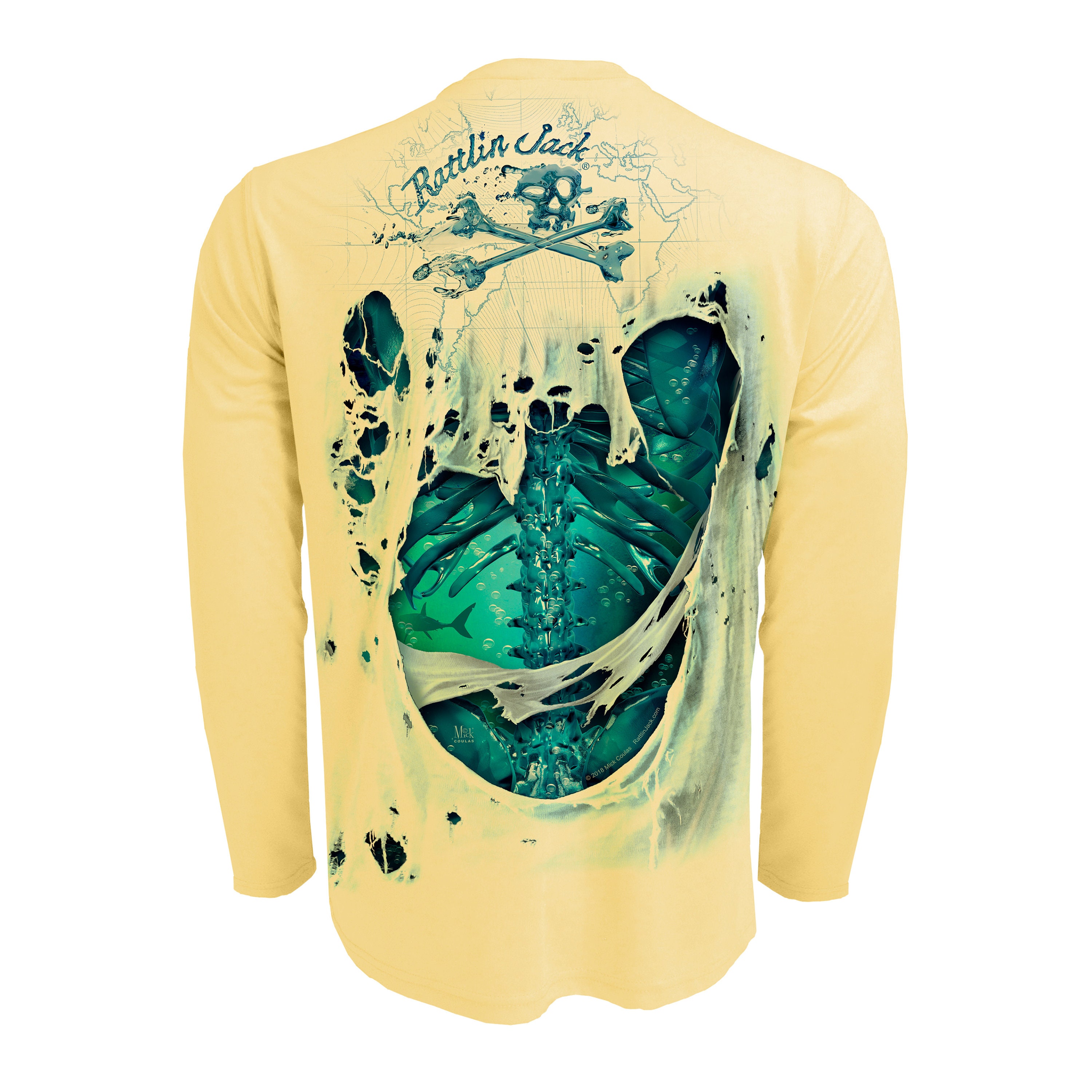 Rattlin Jack Water Bones Fishing Shirt UV Mens Sun Protection Long Sleeve Skeleton  UPF 50 -  Canada