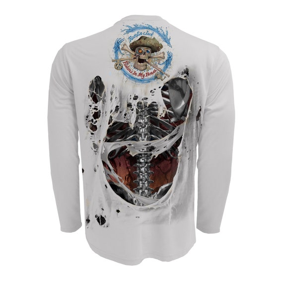 Rattlin Jack Skeleton Steel Bones Fishing Shirt Mens UV Sun
