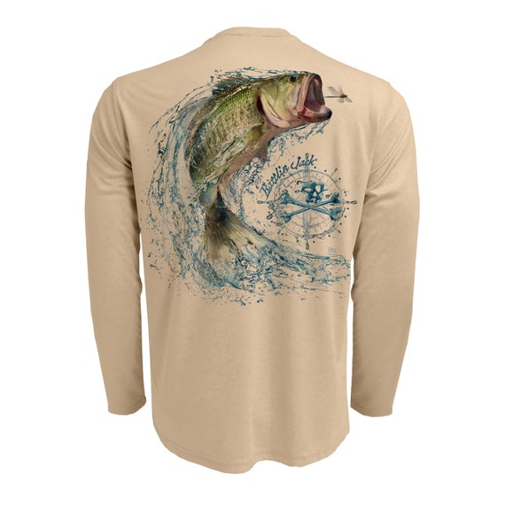 Rattlin Jack Tail Walking Bass Fishing Shirt Mens UV Sun Protection Quick  Dry Wicking Long Sleeve UPF 50 