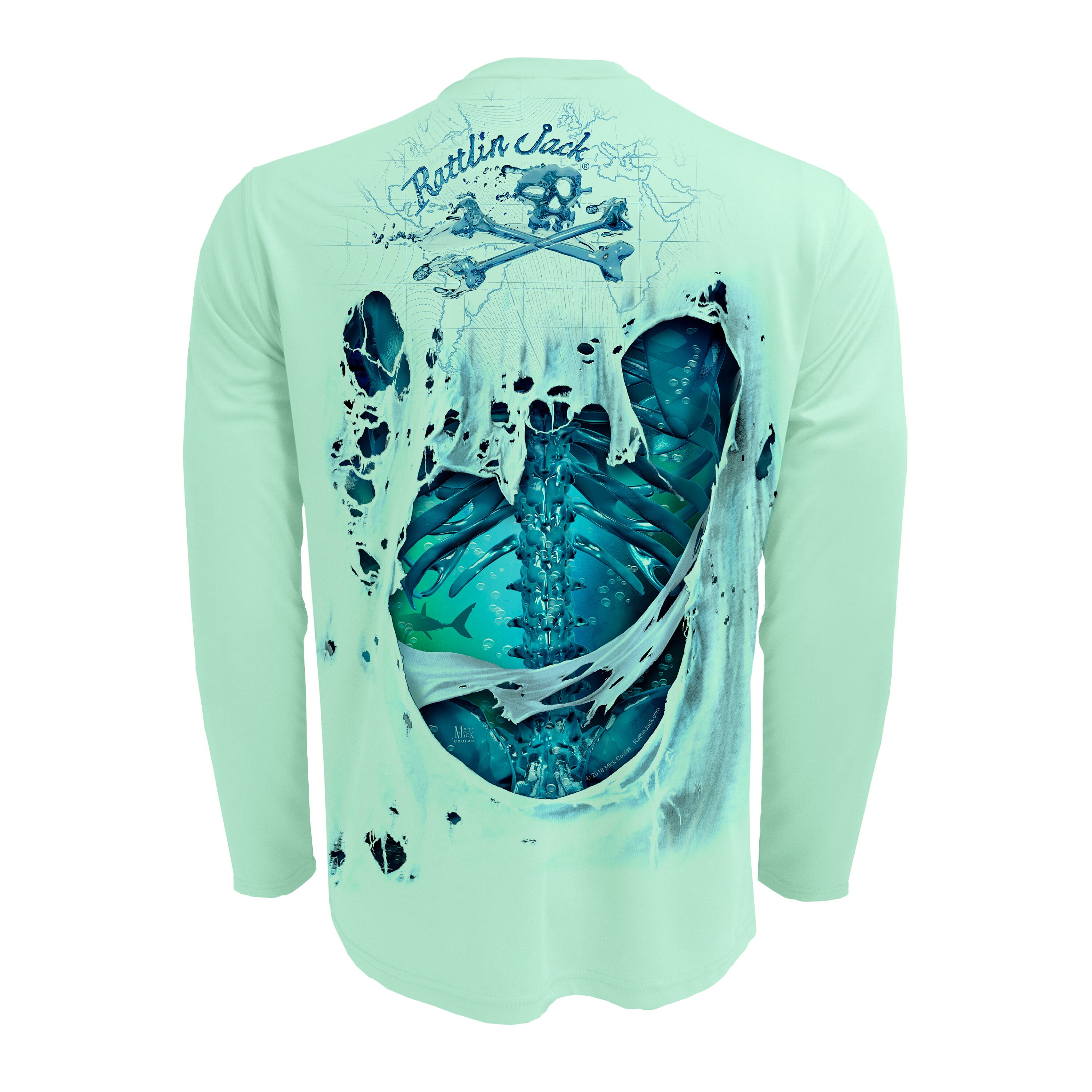 Rattlin Jack Water Bones Fishing Shirt UV Mens Sun Protection Long Sleeve Skeleton UPF 50 Etsy