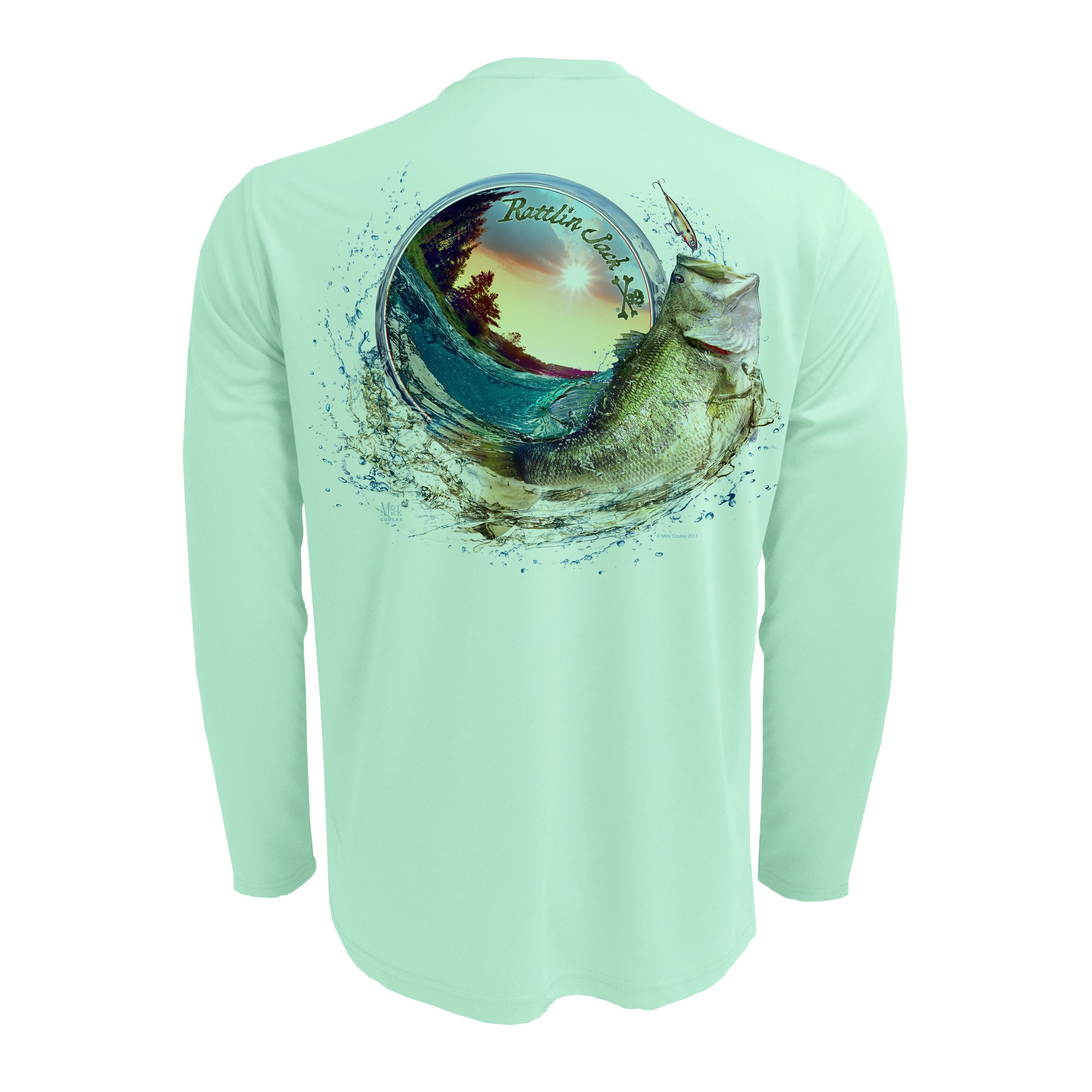 Rattlin Jack Bass World UV Fishing Shirt Mens UPF 50 Sun