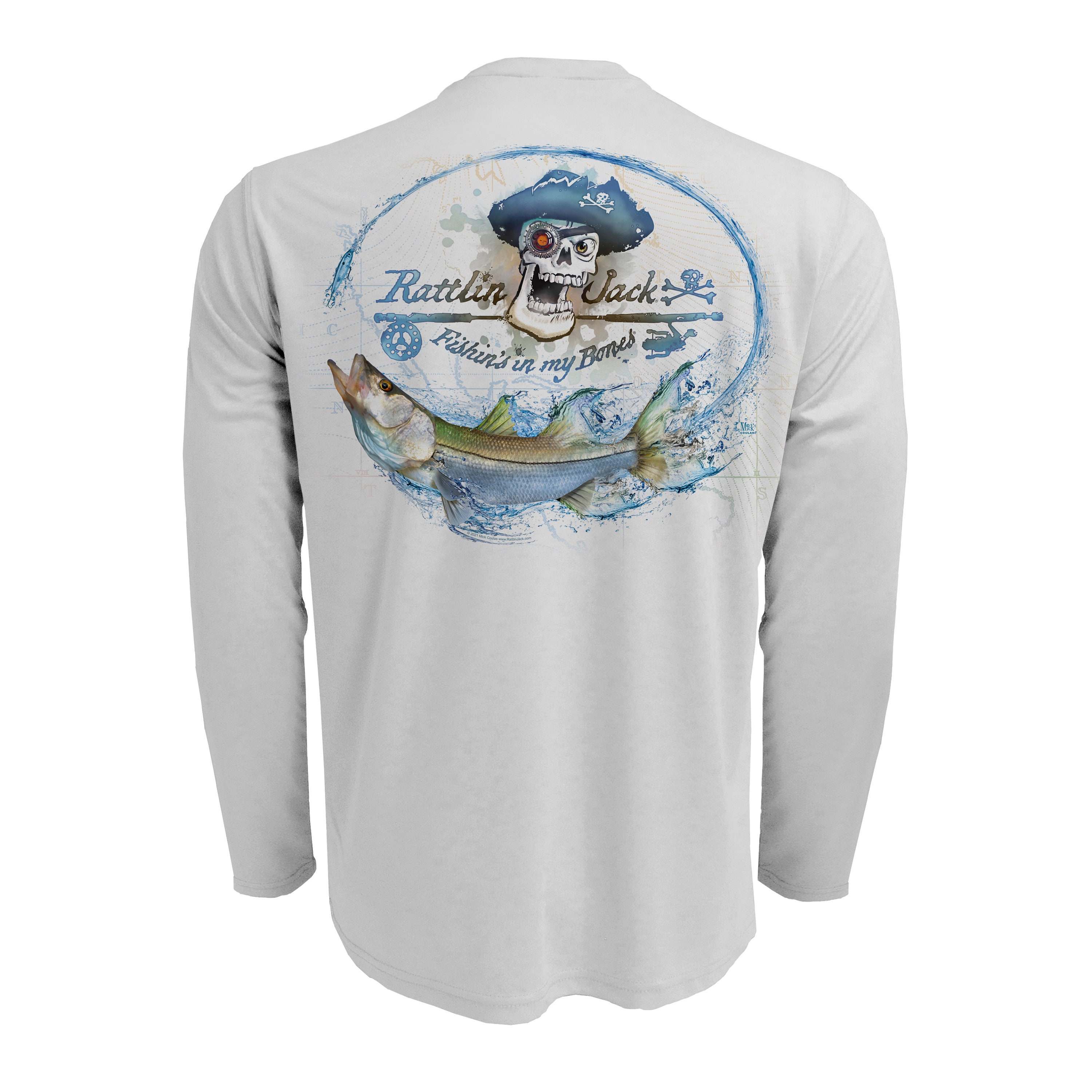 Rattlin Jack UV Skull Logo Snook Fishing Shirt Mens Sun Protection Long Sleeve  UPF 50 Moisture Wicking -  Canada