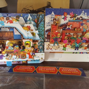 2 danish vintage 3-dimensional movable  advent calendars with original store bag