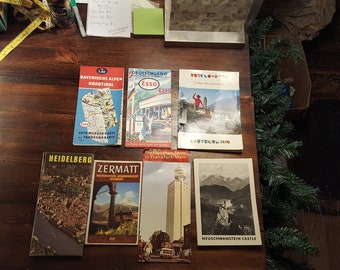 Vintage 1960's Germany and Switzerland guide books and maps
