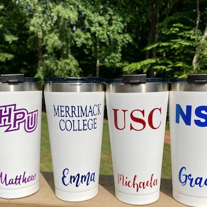 Vaso escolar personalizado, calcomanía con el logotipo de la universidad, regalo de graduación, regreso a la escuela, regalo de maestro