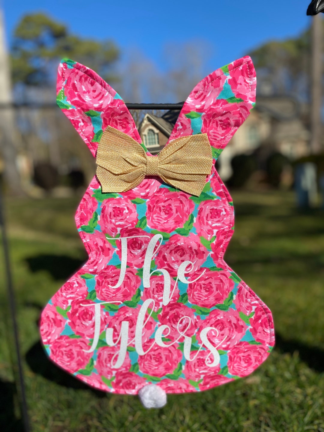 Personalized Lily Easter Bunny Mailbox Flag, Spring Yard Decor, Custom Lily Flag Etsy