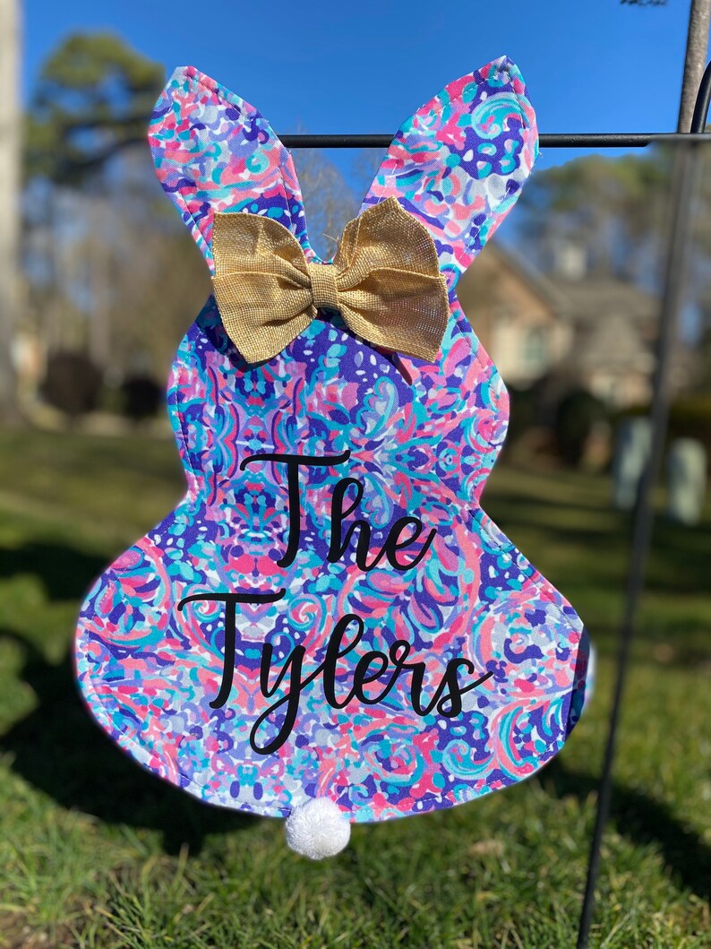 Personalized Lily Easter Bunny Mailbox Flag Spring Yard Etsy