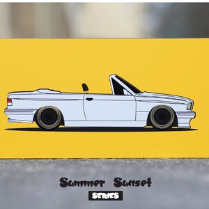 Summer Sunset - Car Illustration Canvas LIMITED !