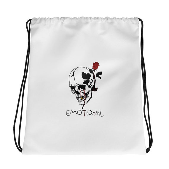 skull drawstring bag