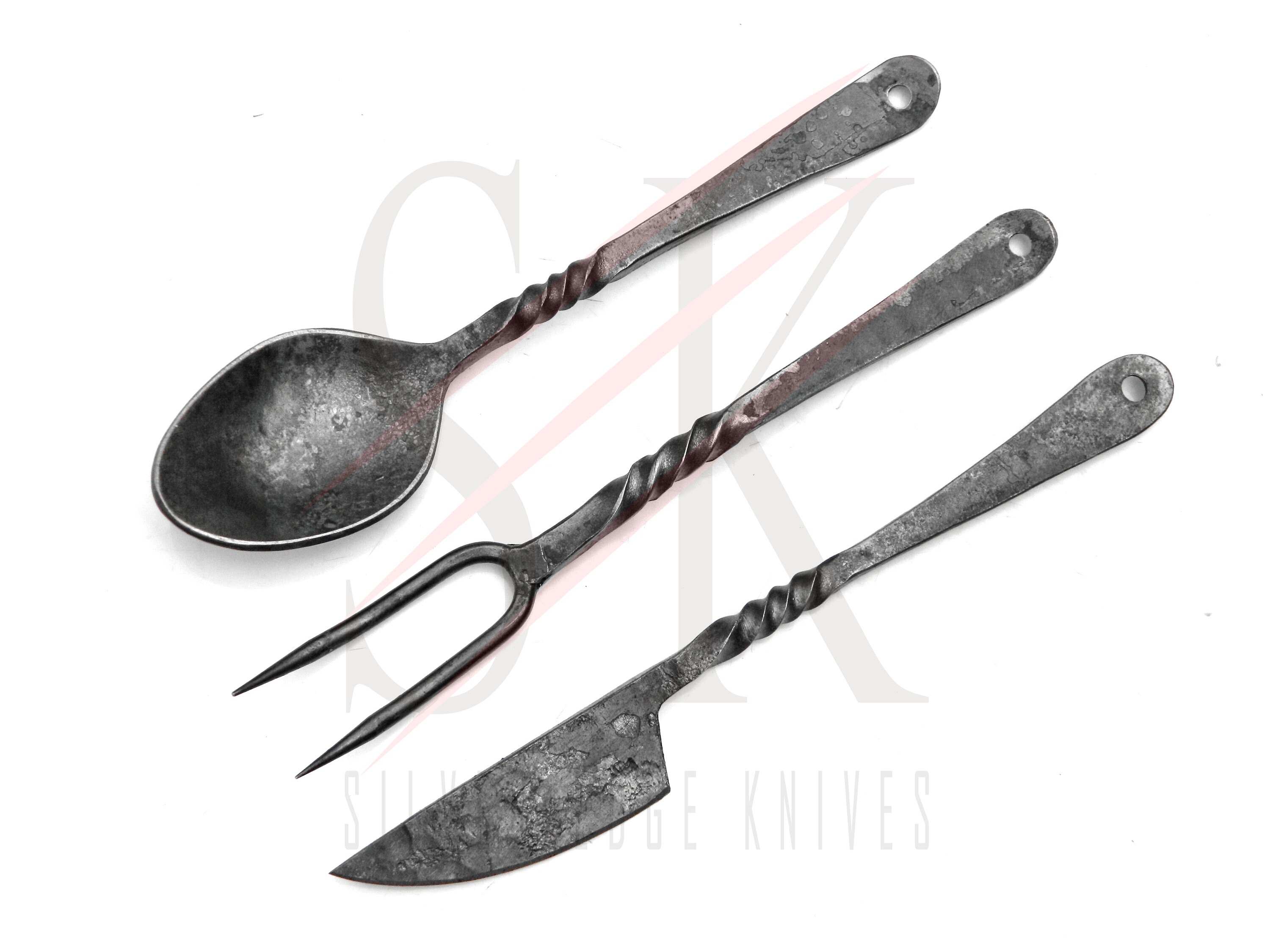 Medieval Cutlery Set of 3 Spoon Fork and Knife Hand Etsy