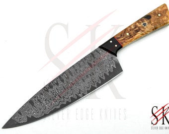 Damascus Steel Chef Knife Kitchen Knife Custom Handmade Ladder San Mai - 24