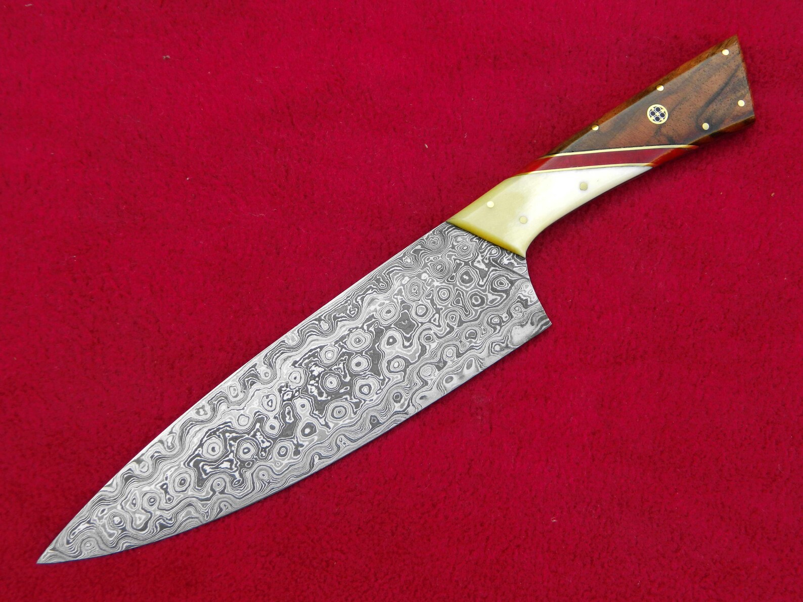 Damascus Steel Chef Knife Kitchen Knife Custom Handmade Rose Etsy