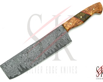 Damast Stahl Küchenkoch Messer San Mai Custom Handarbeit Nakiri Leaver Olivenholz Griff - 26