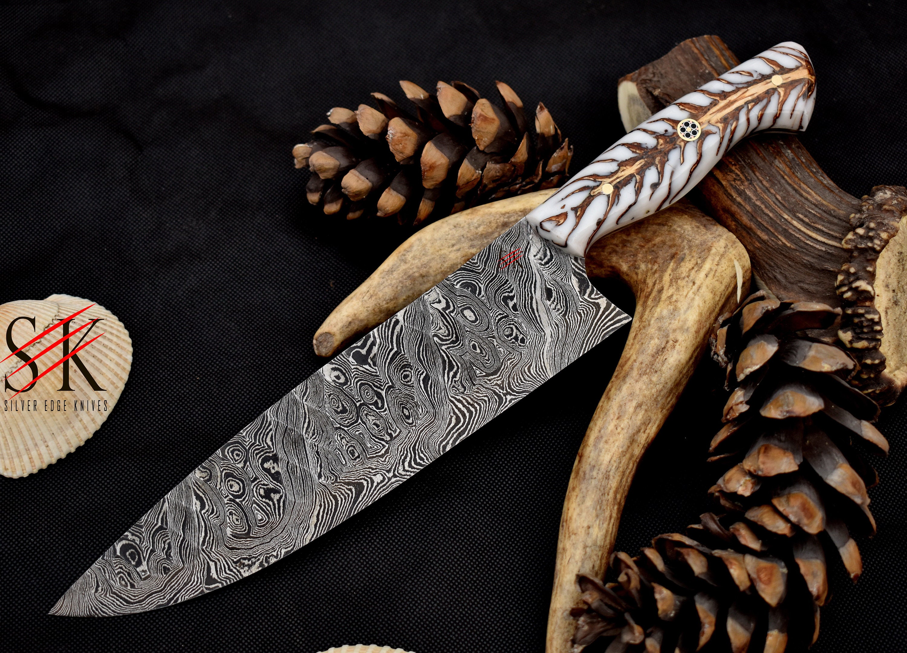 CUSTOM HANDMADE FORGED DAMASCUS STEEL CHEF KNIFE UTILITY KITCHEN KNIFE 2295