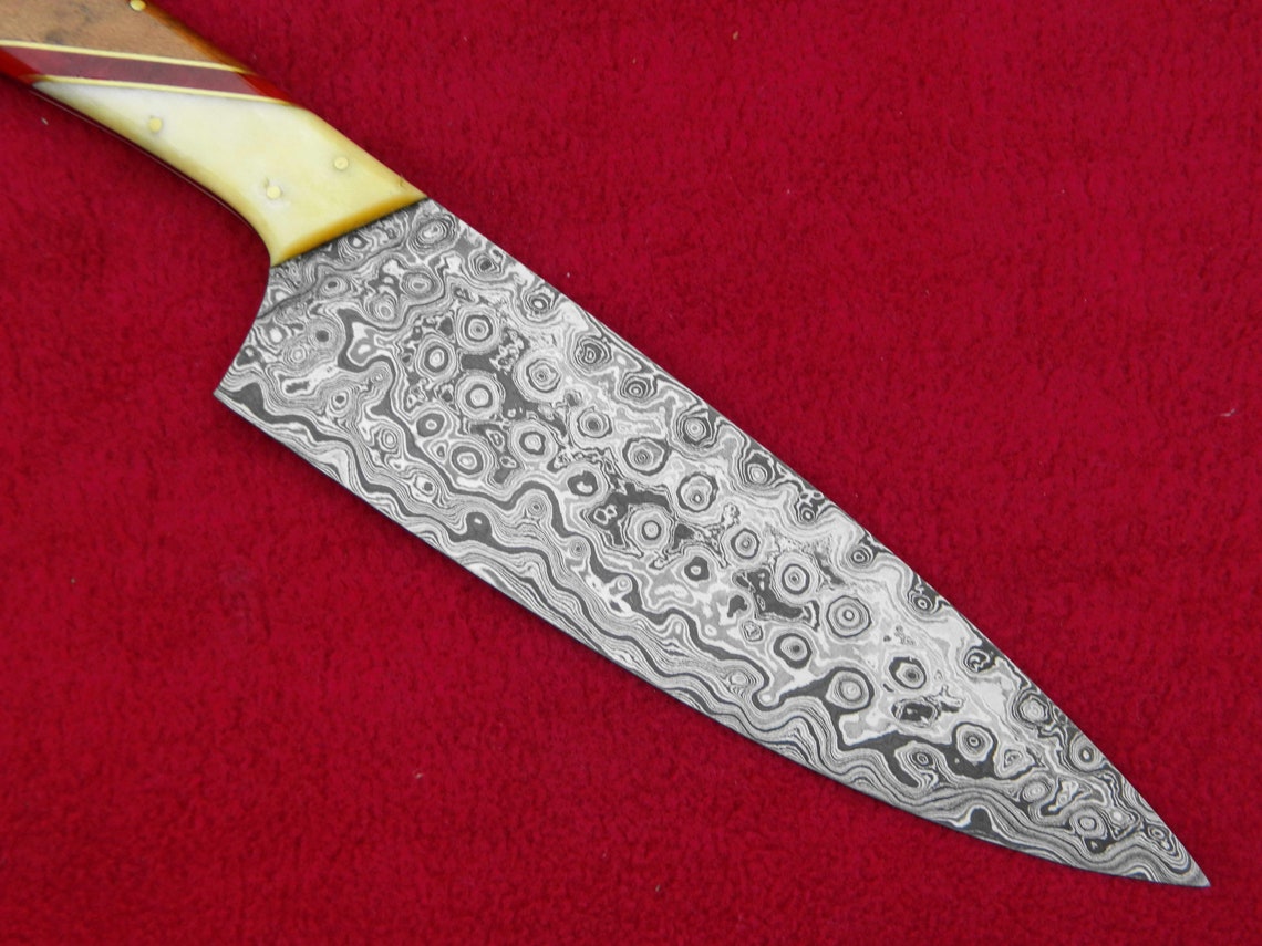 Damascus Steel Chef Knife Kitchen Knife Custom Handmade Rose Etsy