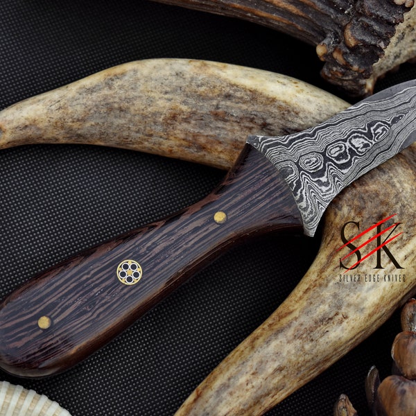 Damascus Steel Custom Made Oyster Shucker Knife Manche en bois Wenge avec gaine en cuir - 215