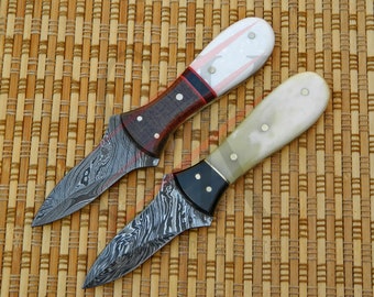 Damascus Steel Custom Handmade Oyster Shucker Knives (Lot of 2) - 6