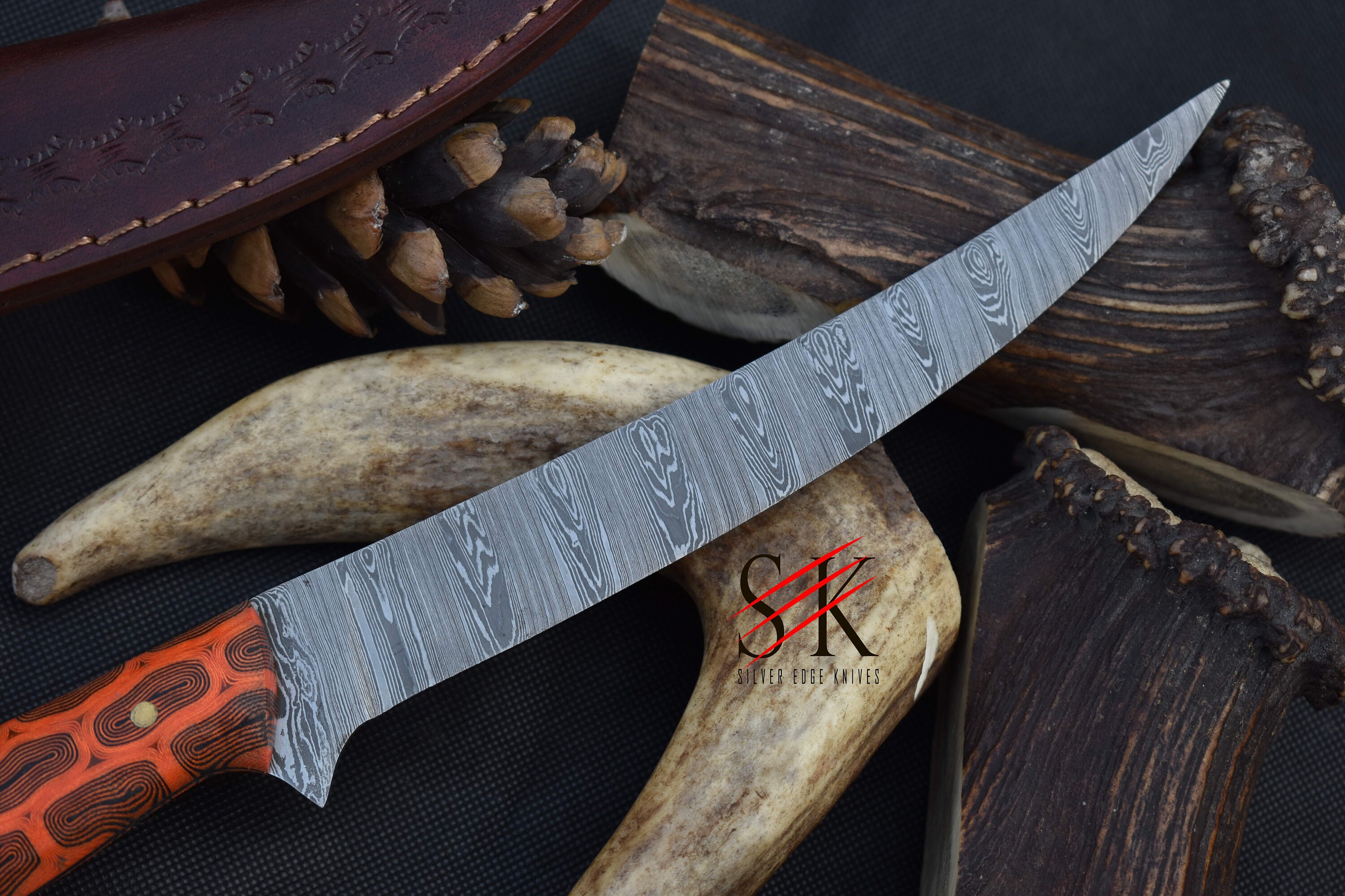 Damascus Steel Fillet Knife Kitchen Chef Knife Custom Handmade Etsy