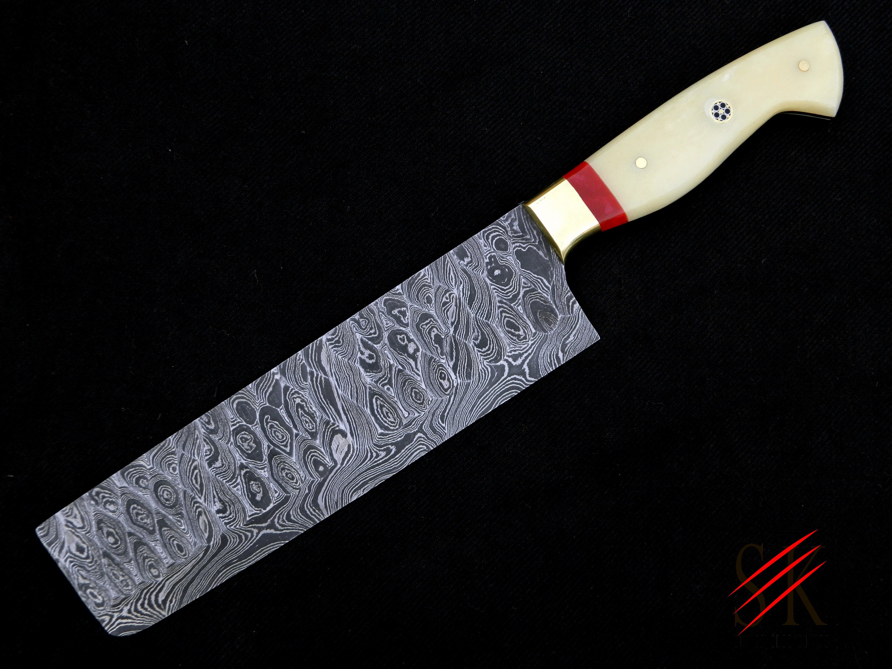 Damascus Steel Kitchen Chef Knife Hammered Custom Handmade Etsy
