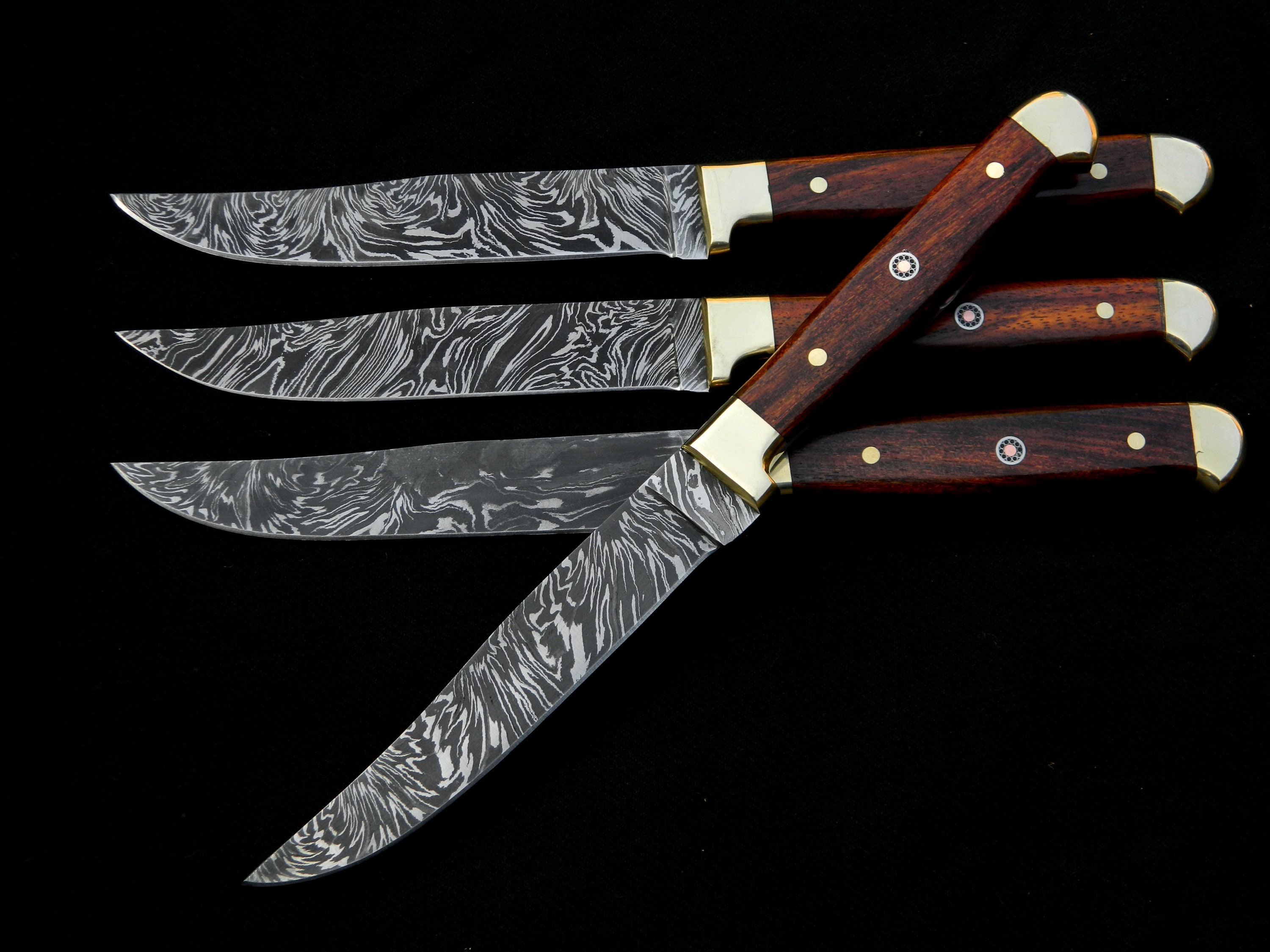 Set of 8 Damascus Steel Steak Knives Custom Handmade 14 2 Etsy