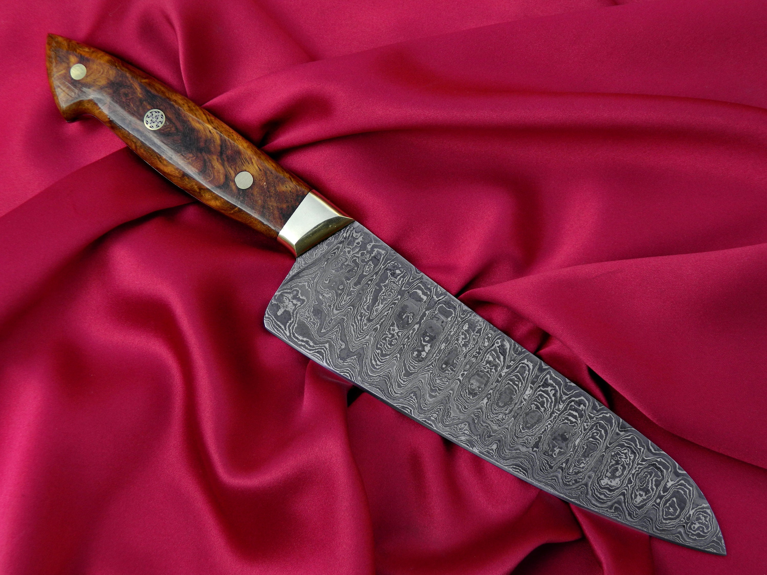 Damascus Steel Kitchen Knife Santoku Chef Knife Custom Etsy