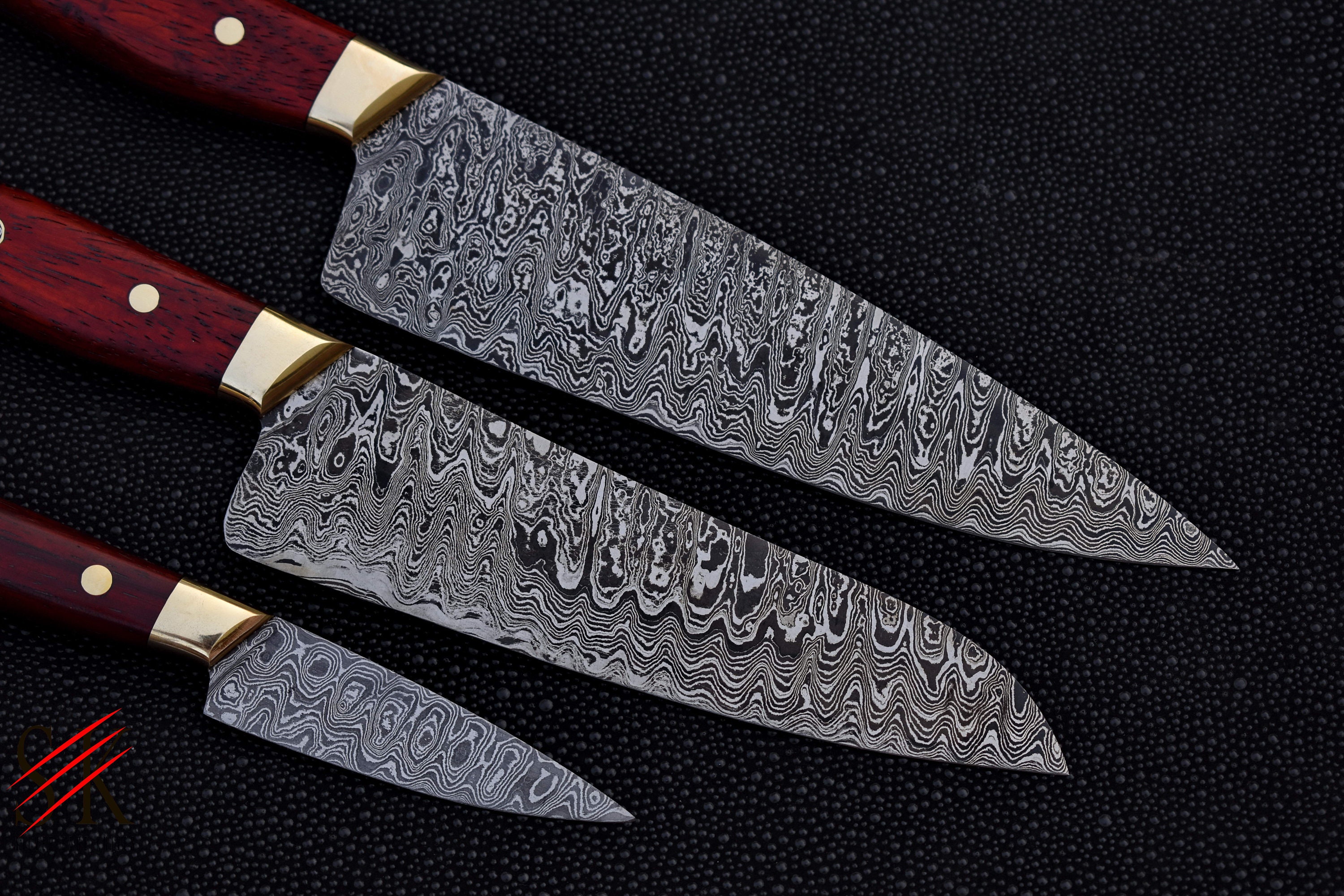 3-Piece Knives Set for Kitchen, Stainless Laser-Etched Damascus Knife  Set With Professional Chef Knife, Santoku Knife, & Paring Knife, Kitchen  Knifes In Luxury Wooden Box, Gifts for Chefs - Breliser: Home