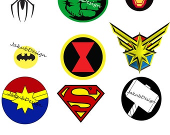 superheroes logos etsy