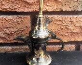 Bahrain Brass Dallah Etched Vintage Coffee Tea Pot Middle Eastern Miniature