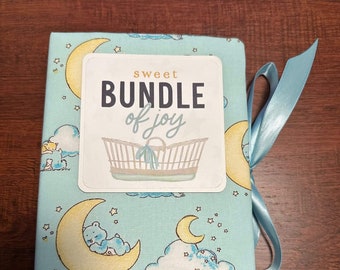 Sweet bundle of joy BOY - baby photo album, 1 year photo album, baby shower album