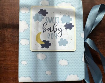 Sweet baby boy - baby photo album, 1-year photo album, baby shower album, baby memory book