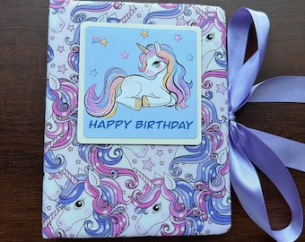 Handmade Unicorn Photo Album - Birthday Memory Scrapbook