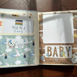 Sweet baby boy baby photo album, 1-year photo album, baby shower album, baby memory book image 2