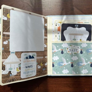 Sweet baby boy baby photo album, 1-year photo album, baby shower album, baby memory book image 9