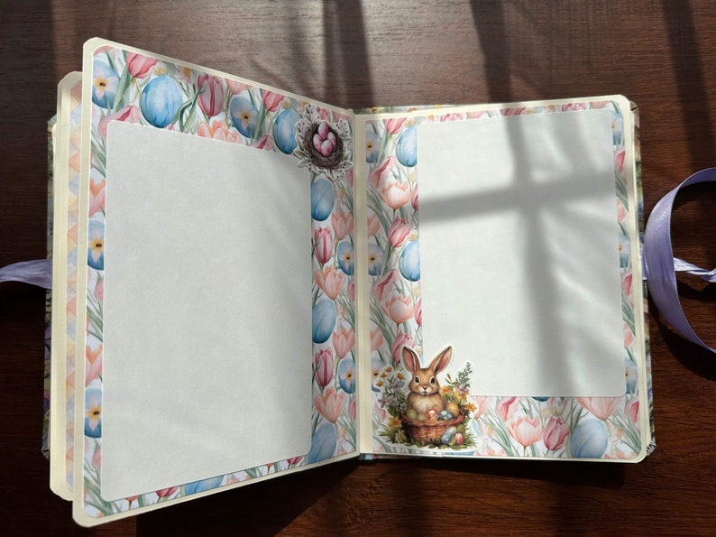 Happy Easter Handmade Photo Album, Scrapbook Memory book, Easter photo album image 8