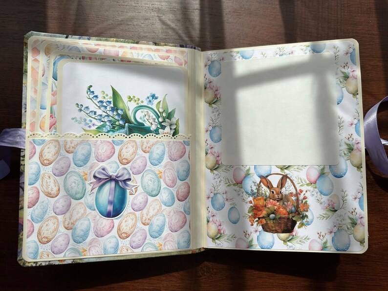 Happy Easter Handmade Photo Album, Scrapbook Memory book, Easter photo album image 2