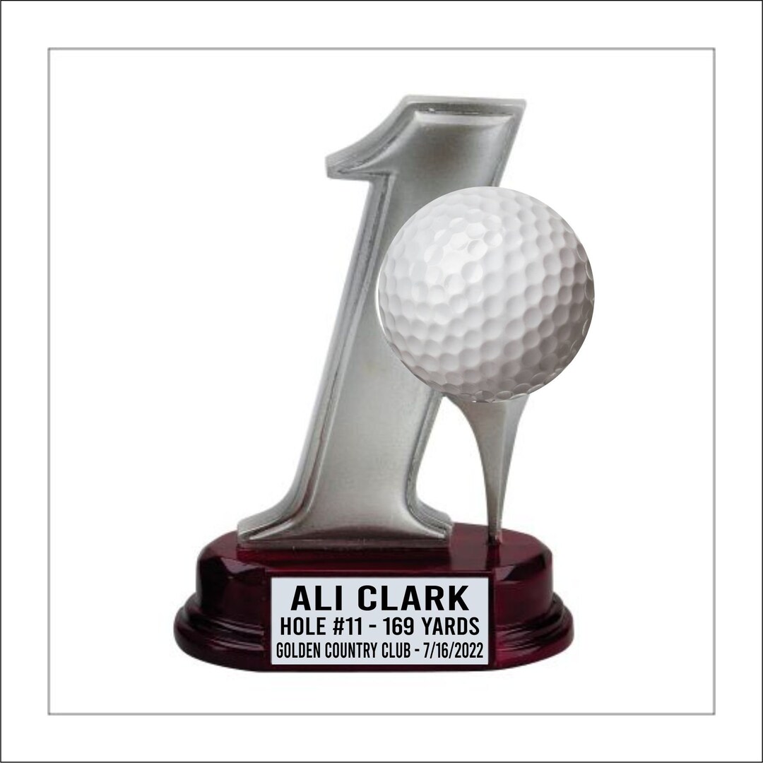 Hole in One Trophy, Hole in One Award, Mahogany Base Silver Pewter