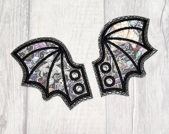 Boots /roller boot/ shoe bat wings  dark grey  with custom vinyl accessories