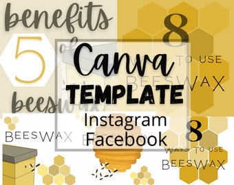 Social Media Templates | Beeswax | Editable in Canva | Facebook Instagram Pinterest