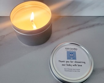 Baby Shower Favors Boy | Baby Shower Favors for Guests in Bulk | Baby Shower Candle Favors | Set of 10 Silver Tins | Unique Party Favors