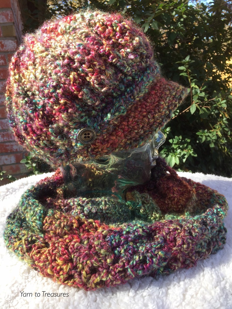 Soft Chemo Hat and Scarf Set Handmade Crochet Newsboy Hat and Scarf Handmade Crochet Infinity Scarf Set Handmade Newsboy Scarf Set