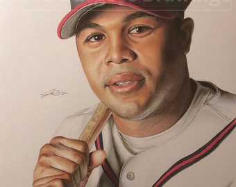 Andruw Jones Colored Pencil Drawing Print 11”x14”