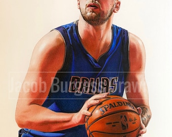 Luka Doncic Colored Pencil Drawing Lithograph Print #d to 300