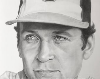 Cal Ripken Jr Pencil Drawing Print 11"x14" Numbered to 300 Baltimore Orioles