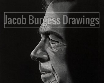 Nick Saban White Charcoal on Black Paper Drawing Lithograph Print #d to 300