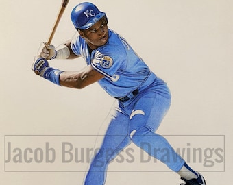 Bo Jackson Colored Pencil Drawing Limited Edition Print #d to 300