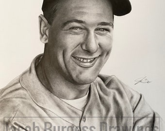 Lou Gehrig Pencil Drawing Lithograph Print #d to 300