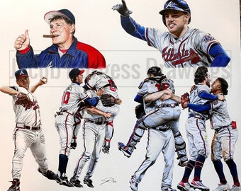 Atlanta Braves “Champions” Colored Pencil Drawing Limited Edition Print Numbered to 500