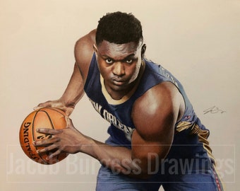 Zion Williamson Colored Pencil Drawing Print #d to 300